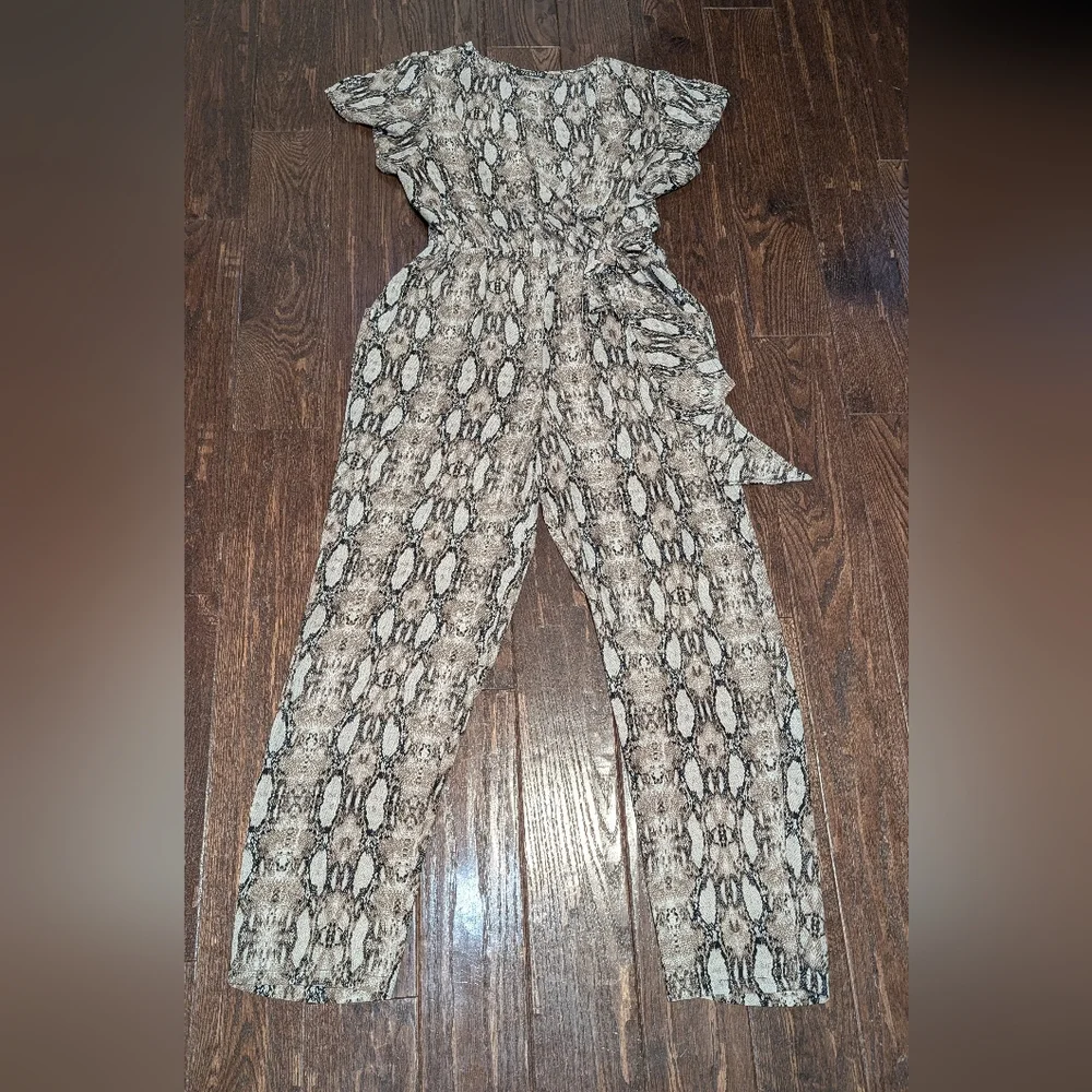 Venus Snake Print Jumpsuit Wrap Top - Picture 3 of 5